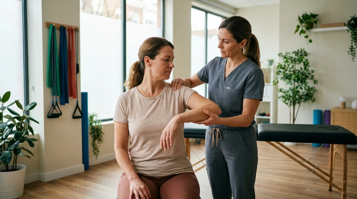 Therapeutische Untersuchung einer schmerzhaften Schulter